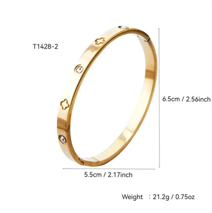 stainless steel gold bracelet with zircon detail