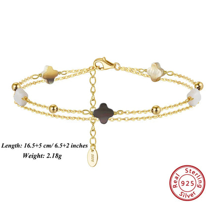 sterling silver gold clover bracelet lucky charm