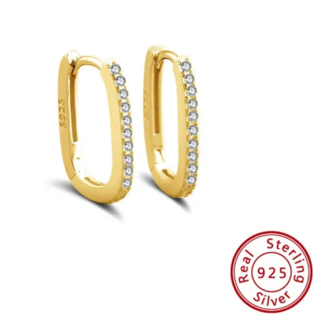 gold pavé hoop earrings front view