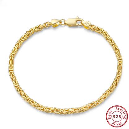 Gold Byzantine bracelet flat 2.5mm Italian chain for men and women