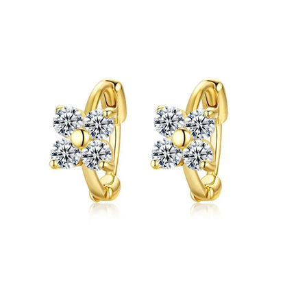 four-leaf clover moissanite hoop earrings in gold-plated 925 sterling silver