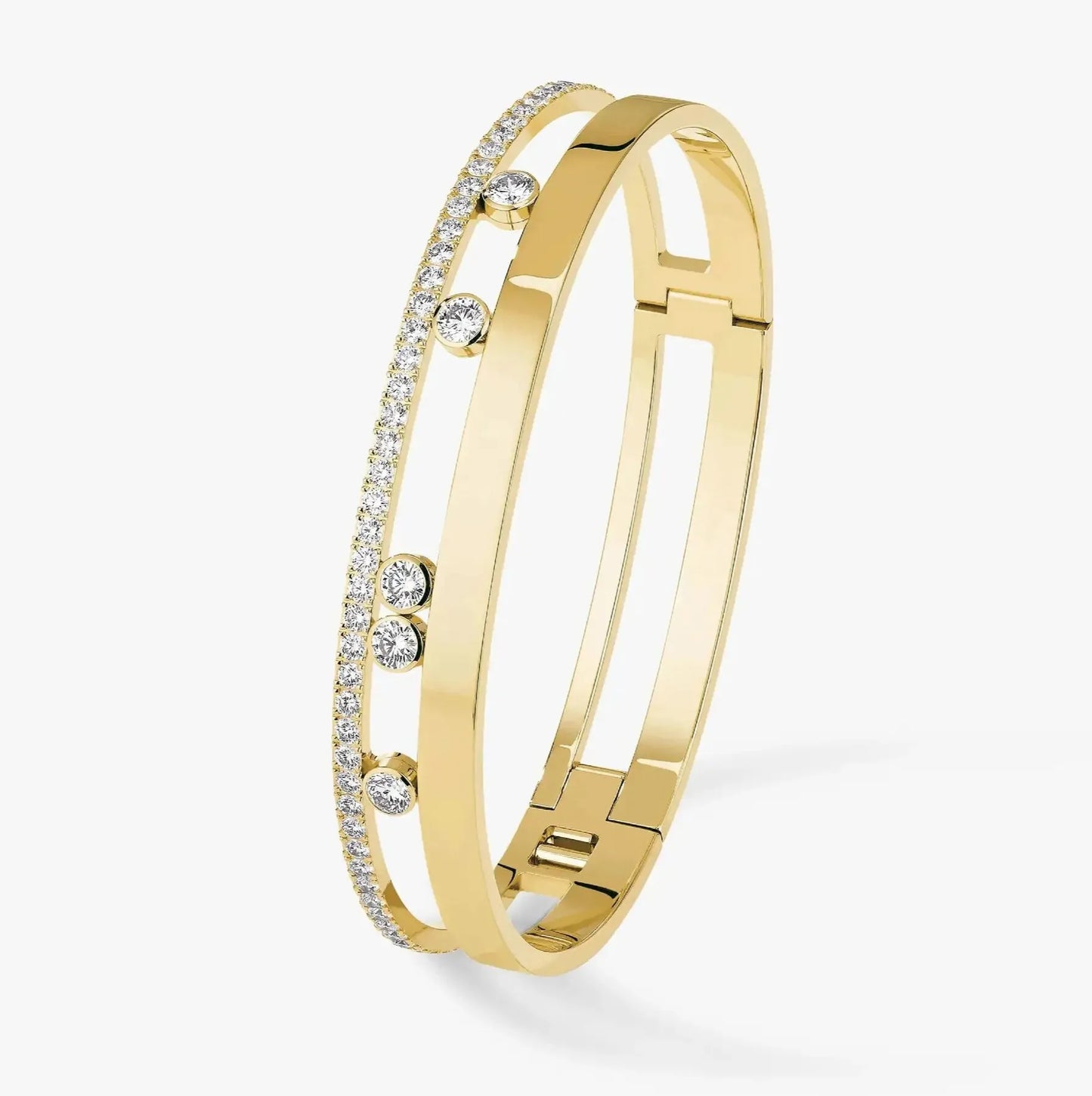 elegant gold slider bracelet featuring brilliant cubic zirconia stones and perfect benzel