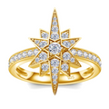 Luxurious 925 Sterling Silver Star Ring with Moissanite and Cubic Zirconia — an elegant design for women.