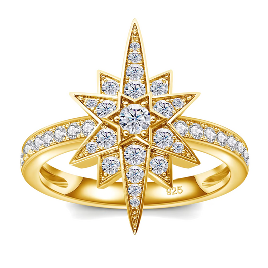 Sterling silver star ring with D-colour VVS1 moissanite