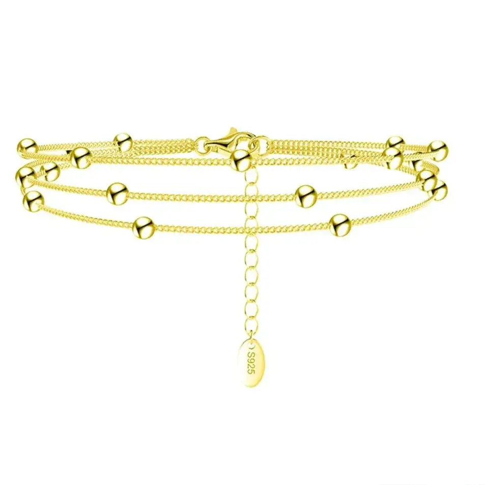 gold triple-layer satellite bracelet minimalist jewellery uk