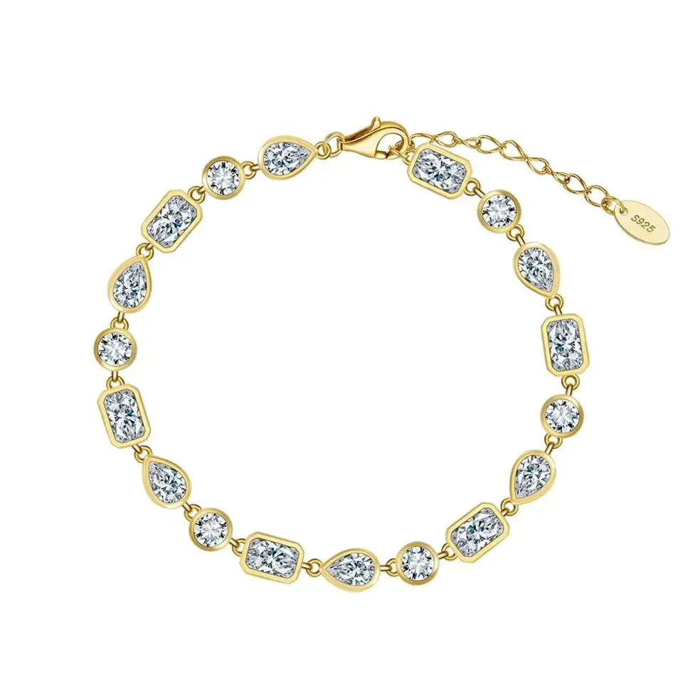 gold tone tennis bracelet with 5A zircon stones