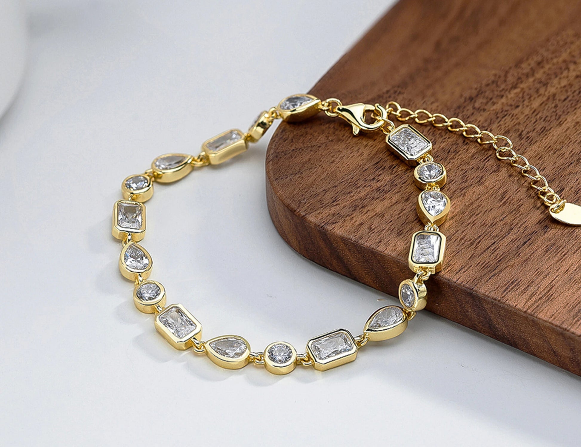 Women’s sterling gold tennis bracelet with zircon stones