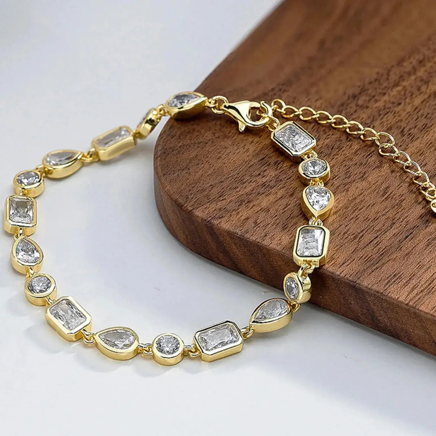 elegant gold bracelet with cubic zirconia
