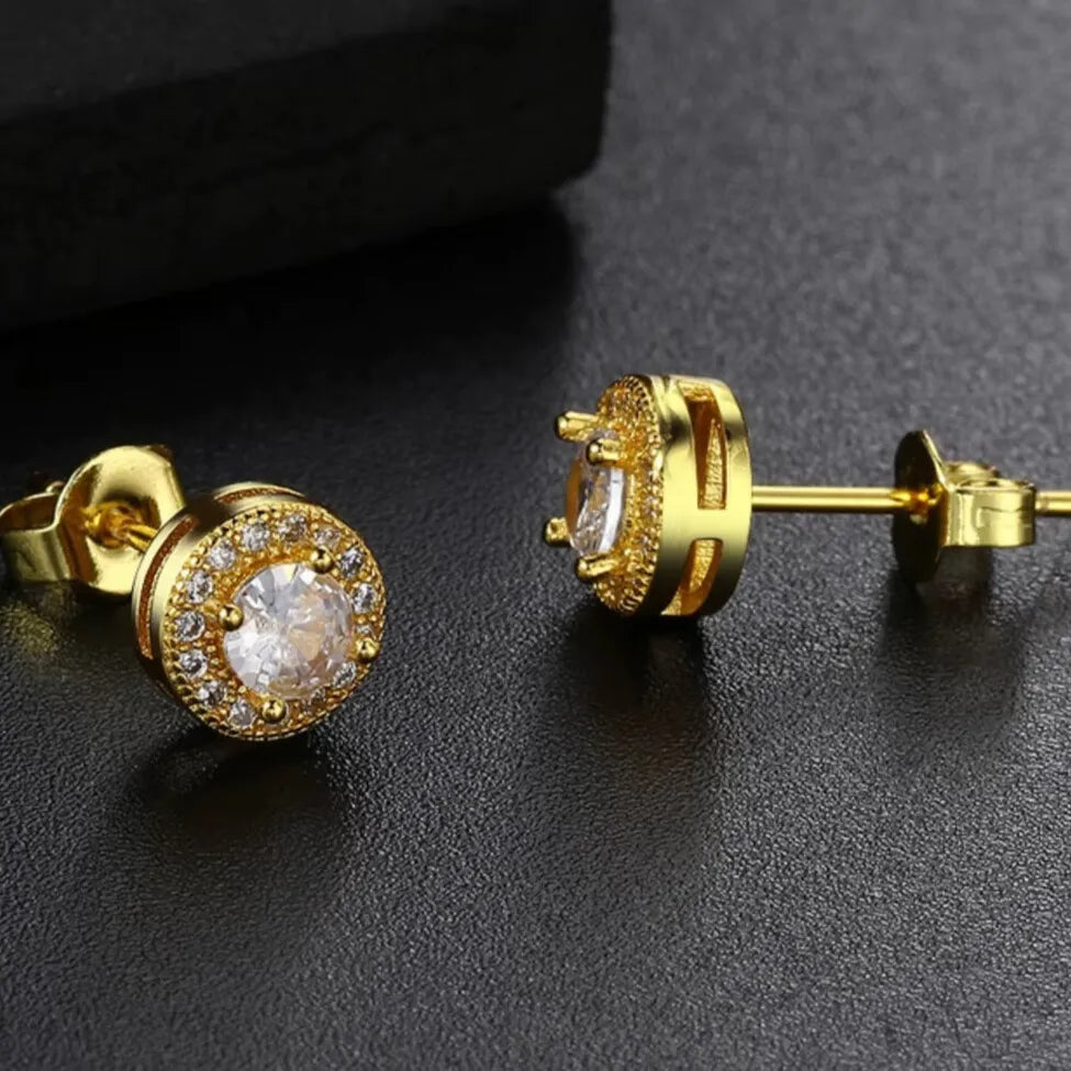 classic gold zirconia earrings elegantia collection