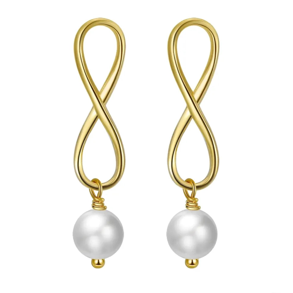 elegant gold pearl drop earrings for women uk