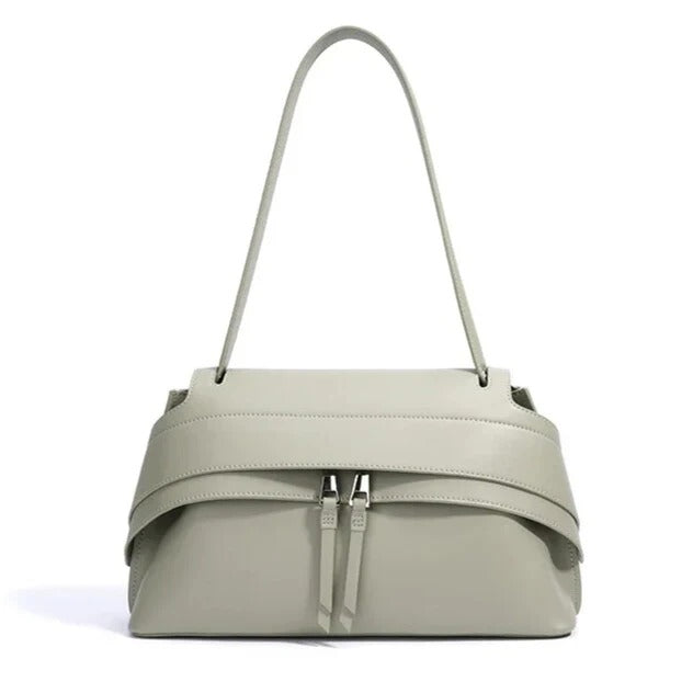 luxure green genuine leather shoulder handbag elegantia