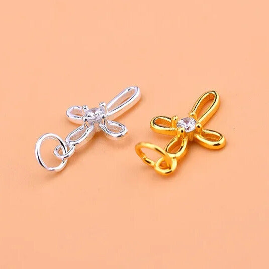 Trendy silver gold pendant with cubic zirconia 