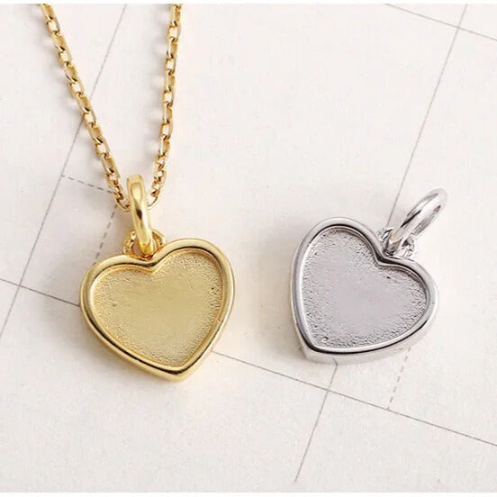 Romantic silver and gold heart pendant minimalist jewellery