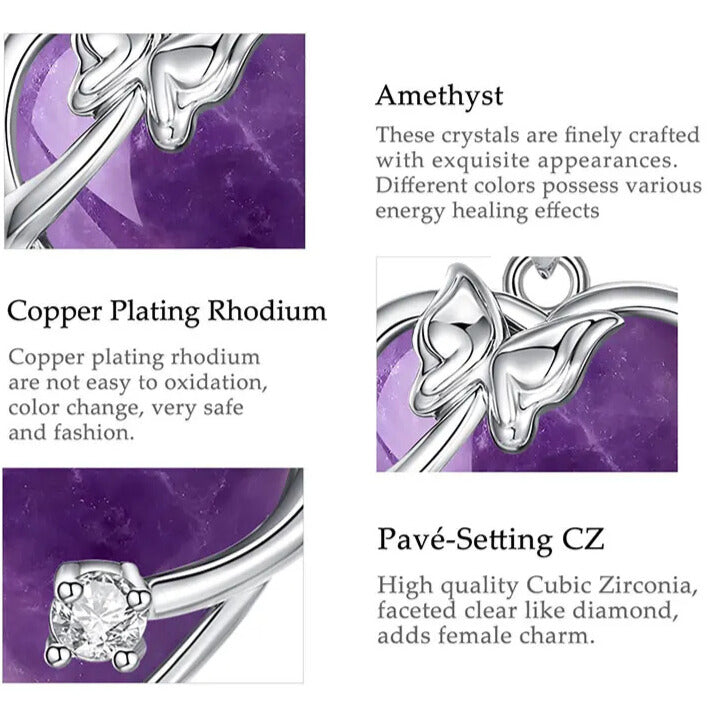 Tranquil Energy Amethyst Pendant with Butterfly Design