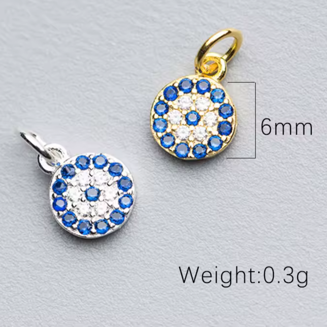Minimalist sterling silver evil eye pendant for woman