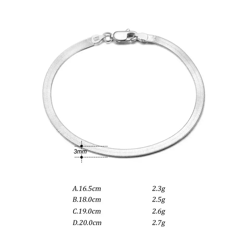 flexible herringbone bracelet sizes chain