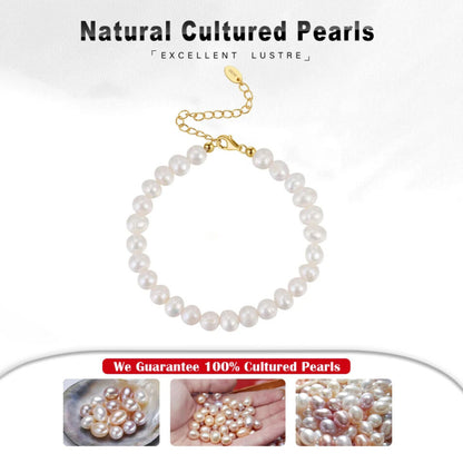 Classic pearl bracelet with natural freshwater pearls and gold clasp