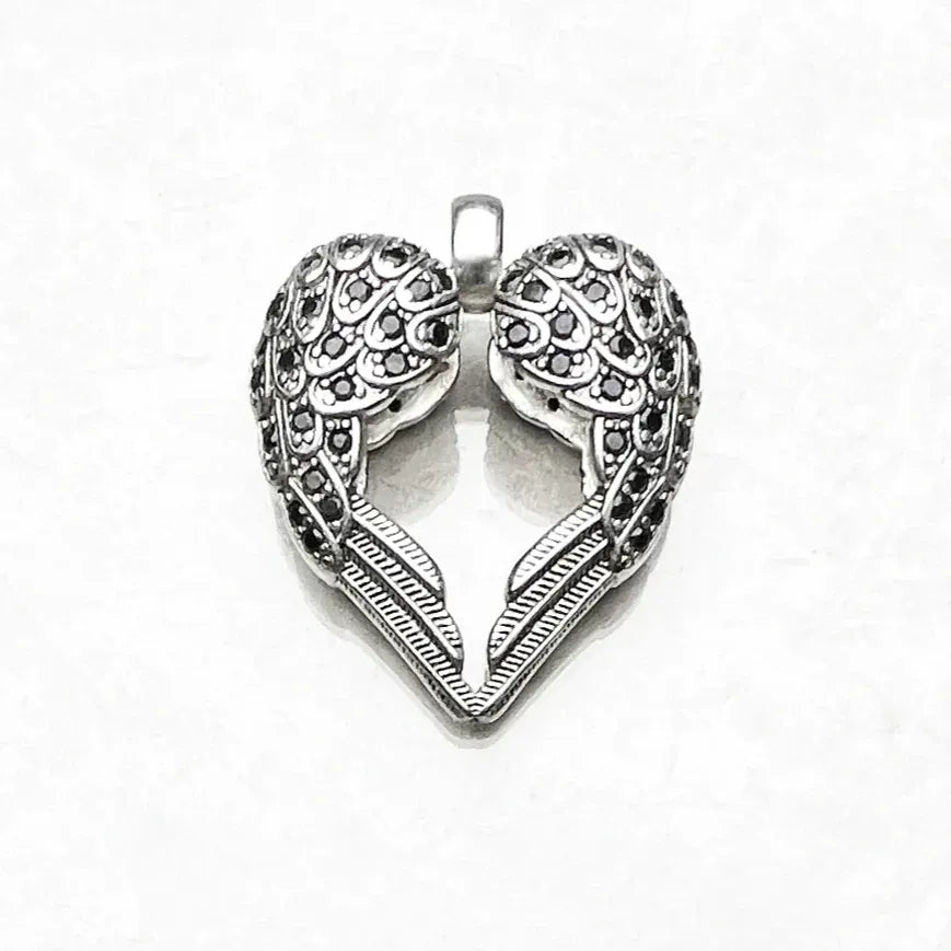 925 sterling silver winged heart pendant for women