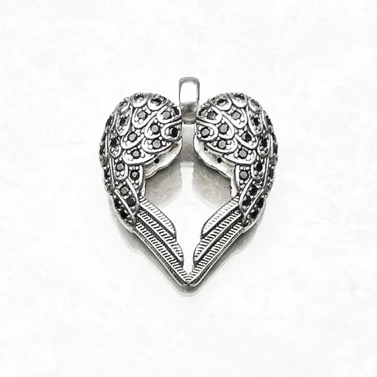 925 sterling silver winged heart pendant for women