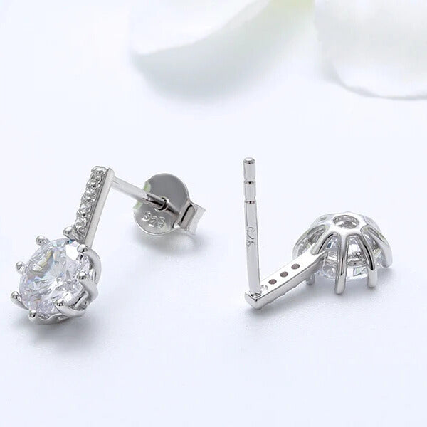 minimalist zircon earrings elegantia back view