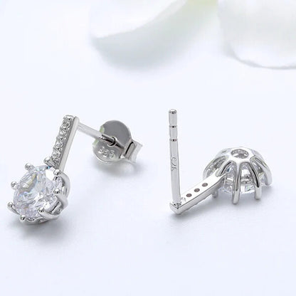 minimalist zircon earrings elegantia back view