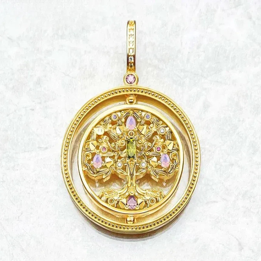 925 silver Tree of Life necklace pendant in gold finish