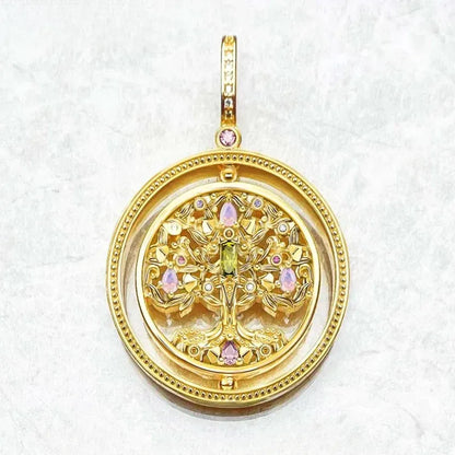 925 silver Tree of Life necklace pendant in gold finish