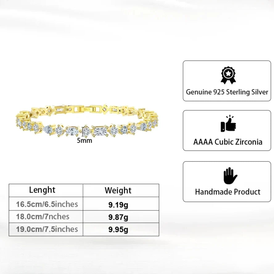 classic tennis bracelet 925 silver zircon design