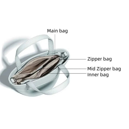 interior view genuine leather bucket bag