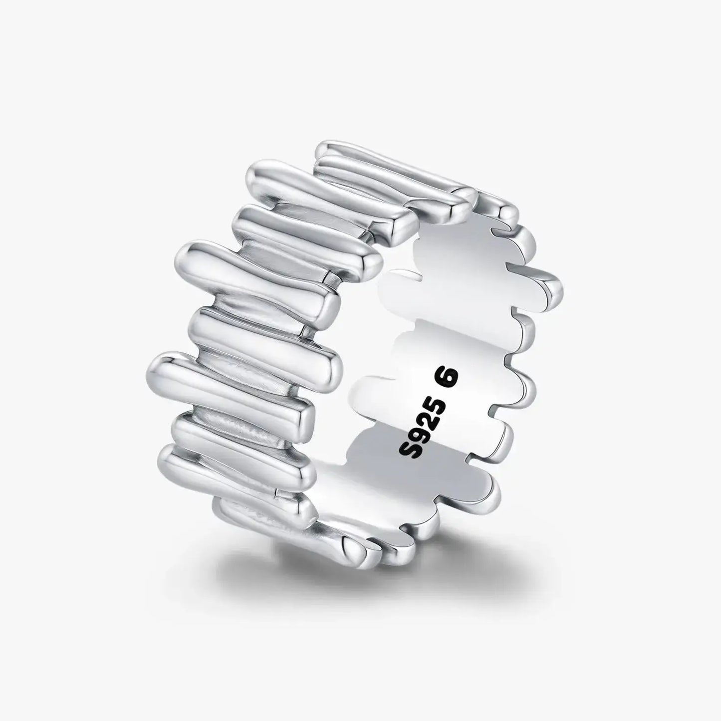 irregular wide silver ring with sculptural shape