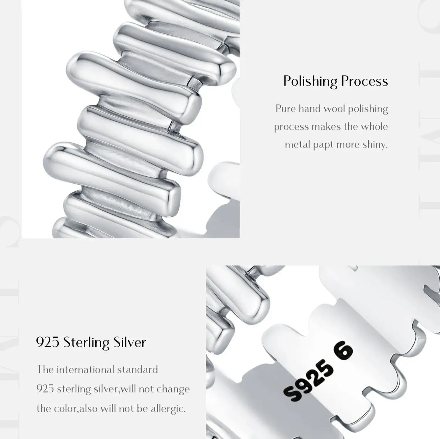 irregular geometric silver ring detail shot