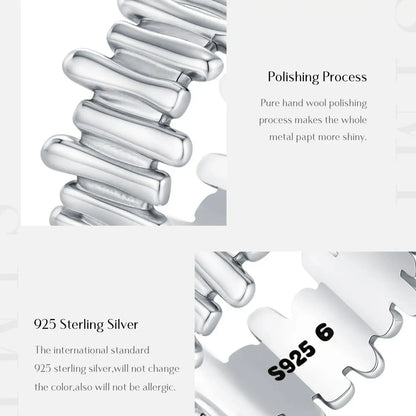 irregular geometric silver ring detail shot