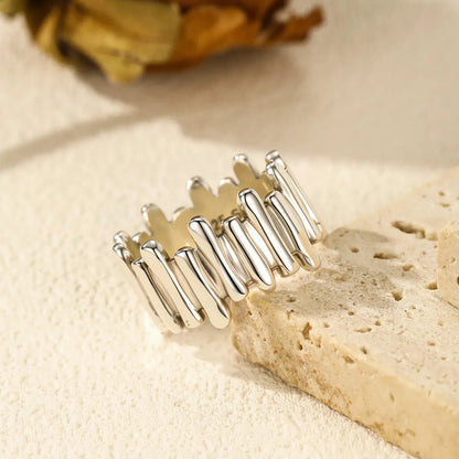 women’s irregular silver ring with smooth finish