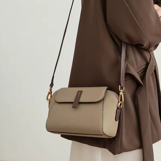 vintage leather mini crossbody in khaki
