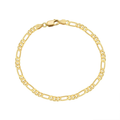 Sterling Silver Figaro Chain Bracelet – 3.3mm Diamond-Cut Italian Design
