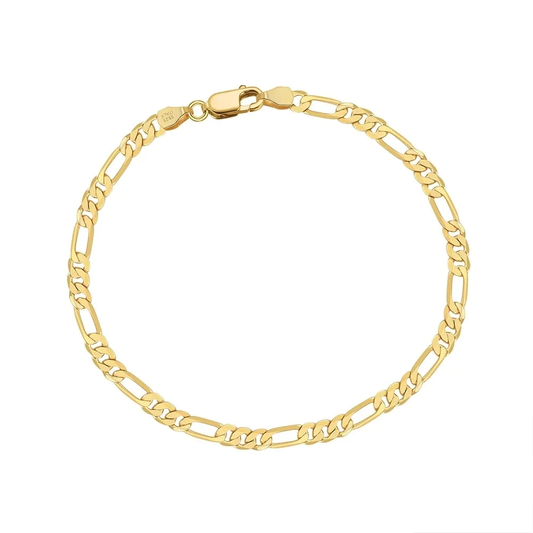 sterling silver figaro chain bracelet diamond cut Elegantia