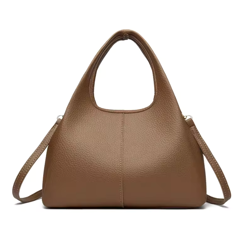 soft genuine leather khaki tote