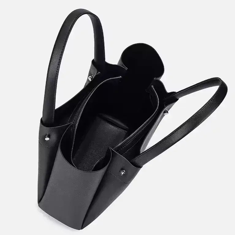 black tote bag interior showing high-capacity storage