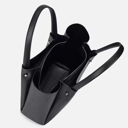 black tote bag interior showing high-capacity storage