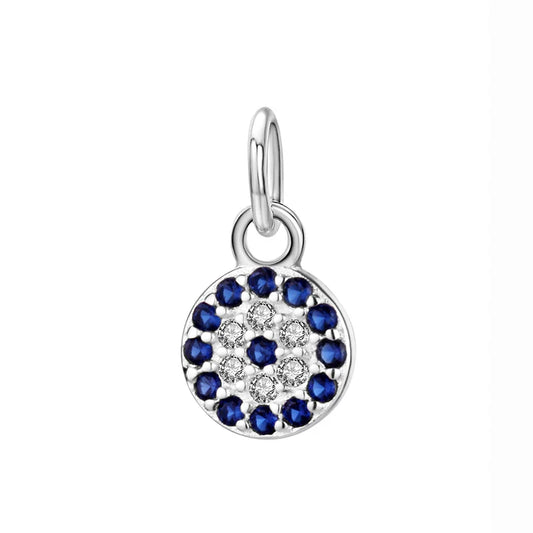 Handmade 925 sterling silver evil eye pendant with round CZ