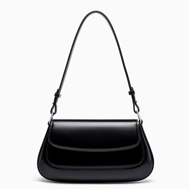 Genuine leather shoulder bag crossbody bag black