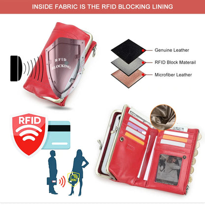 Elegant leather purse with card slots with rfid