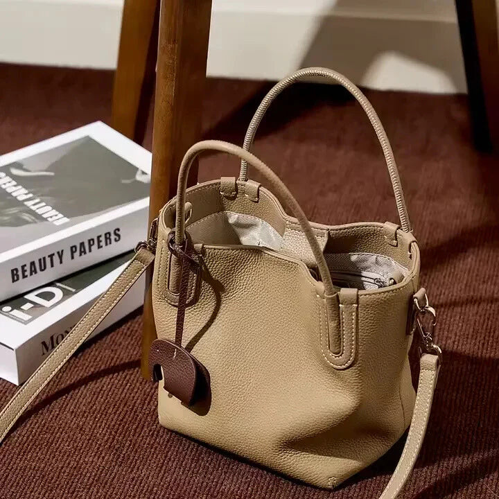 belgravia charm leather bucket bag crossbody