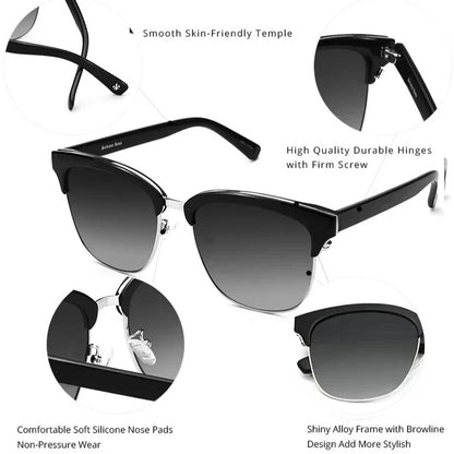 classic half-frame polarised sunglasses for women with UV400 protection details