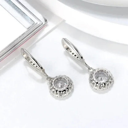 Polished sterling silver zircon earrings back view
