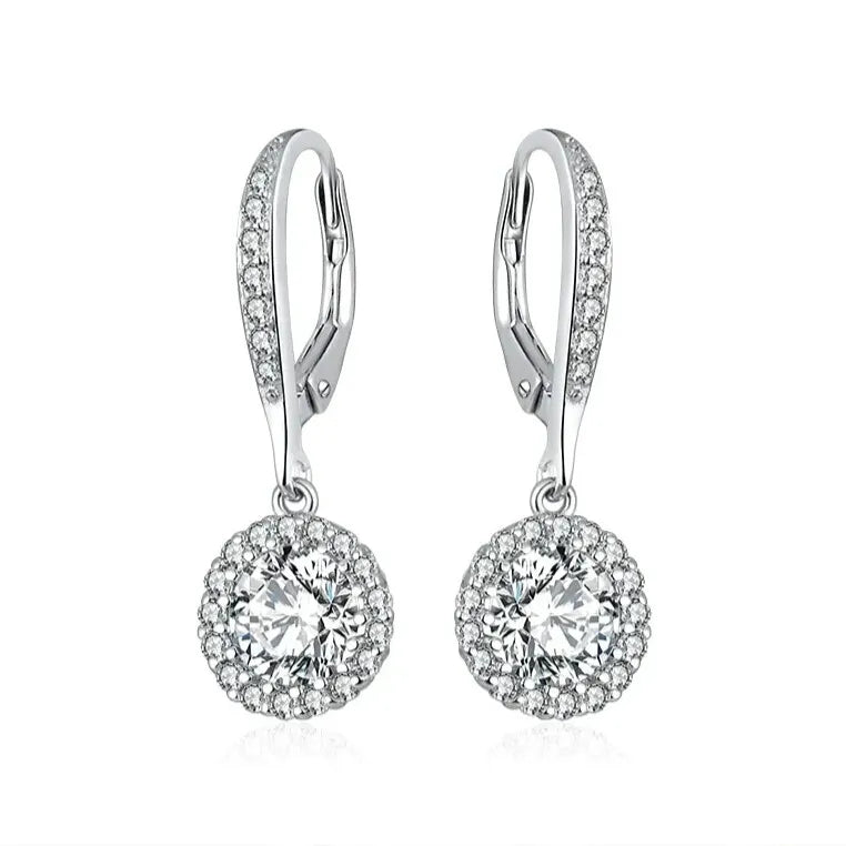925 silver long drop earrings front view