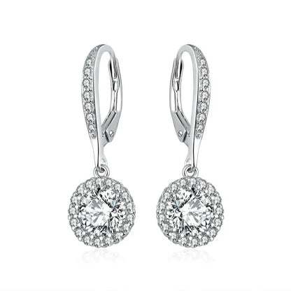 925 silver long drop earrings front view