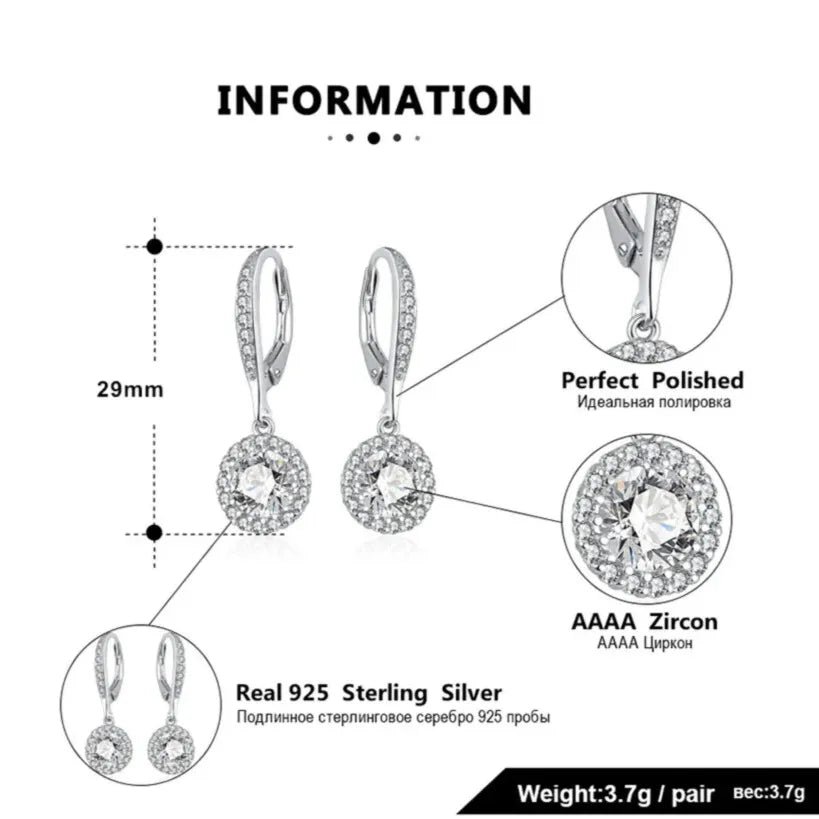 925 silver earrings with cubic zircon detail