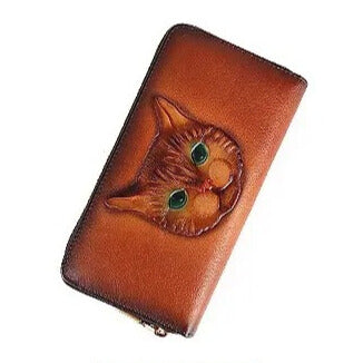 Women’s retro genuine brown leather wallet Elegantia