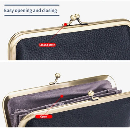 black vintage leather wallet with metal fram